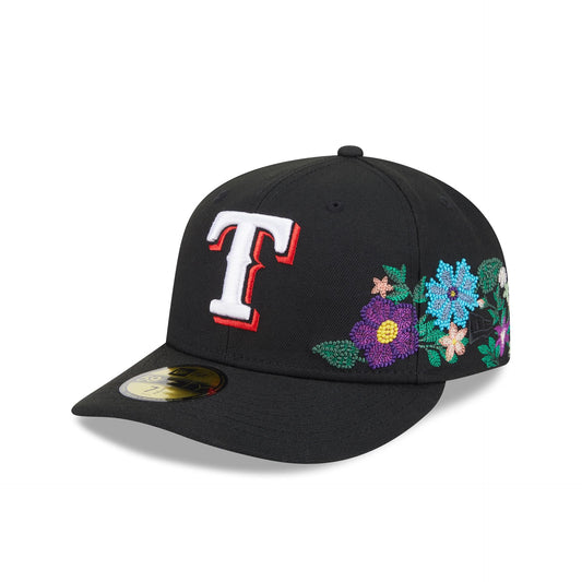 Texas Rangers Tonal Florals Black 59FIFTY Fitted Hat