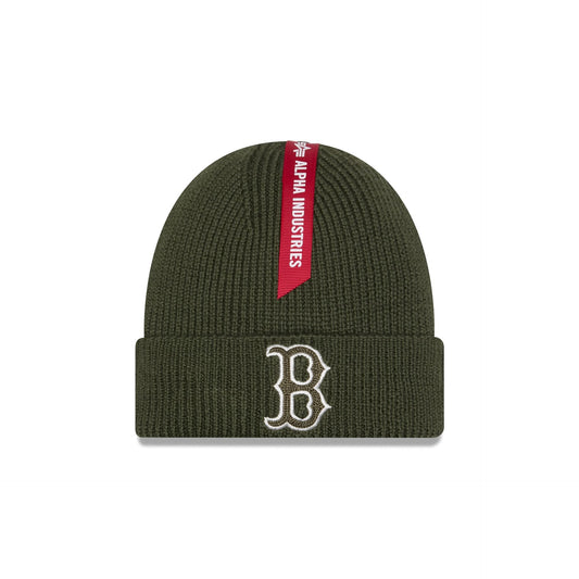Alpha Industries x Boston Red Sox Olive Green Cuff Knit Hat